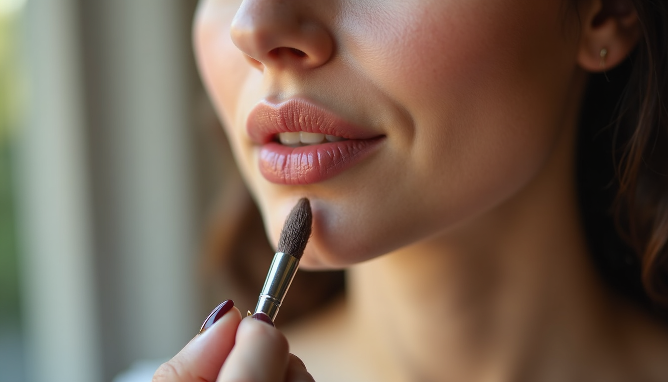 Femeie zâmbind cu buze micropigmentate perfect conturate și colorate