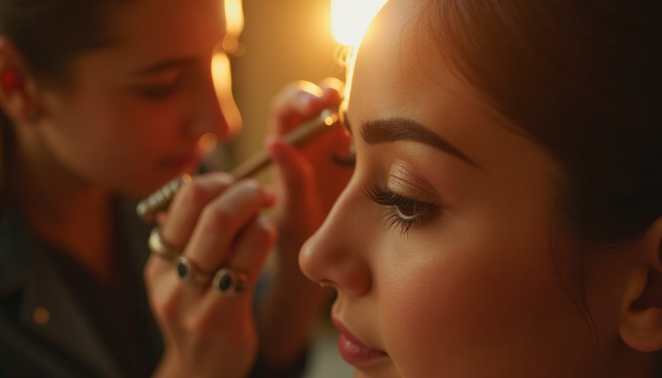 Femeie zâmbitoare participând la un curs de sprancene, învățând tehnici moderne.