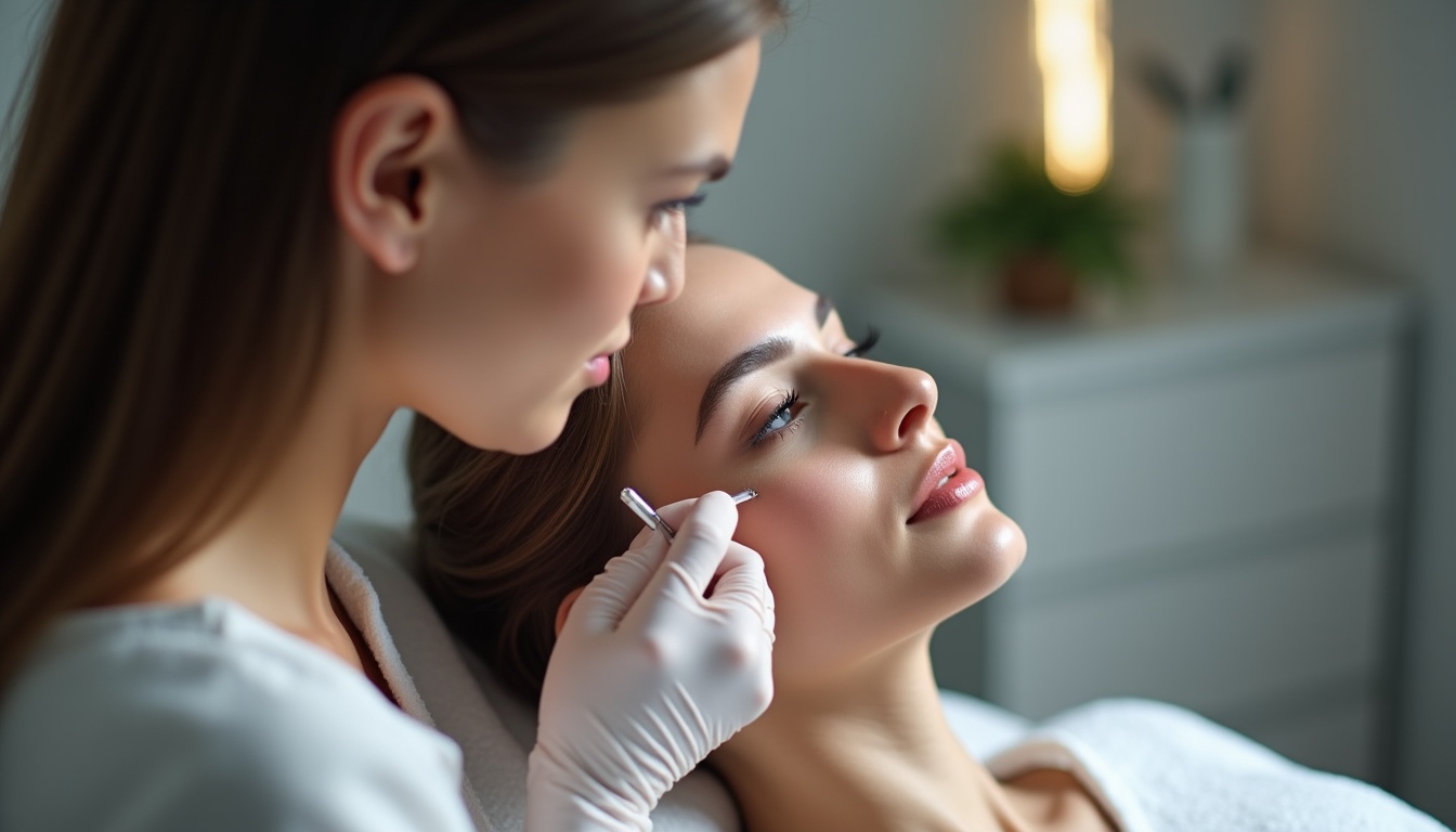 Femeie zâmbitoare cu sprâncene și buze micro pigmentate, arătând un look natural și impecabil. Ghid de micro pigmentare.