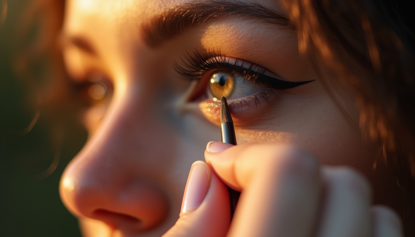 Femeie cu micropigmentare eyeliner perfectă, zâmbind