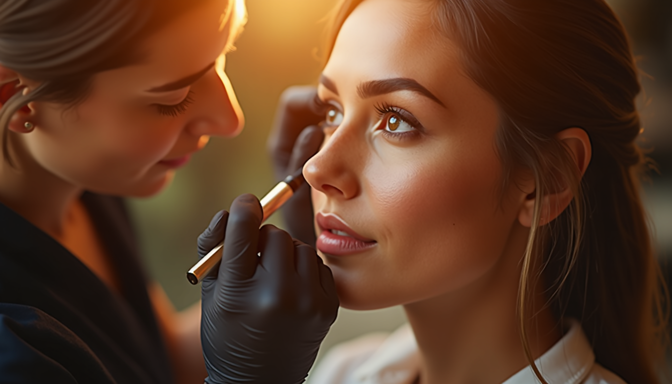 O femeie zâmbind, cu sprâncene perfect conturate prin microblading în Ploiești