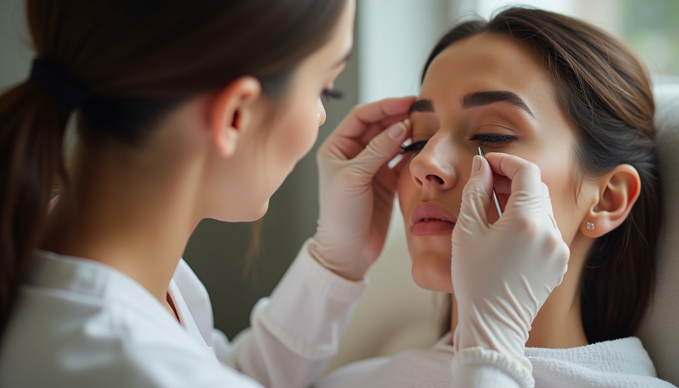 Femeie cu tatuaj ochi tip eyeliner permanent impecabil și privire intensă